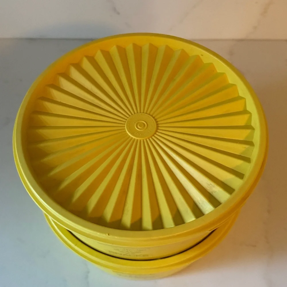 Vintage YellowTupperware Servalier Set of 2